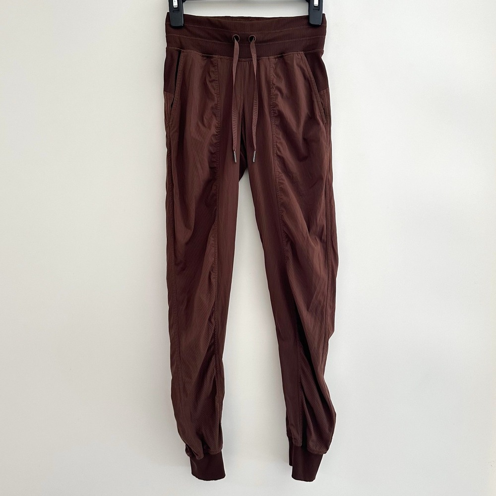 Lululemon Dance Studio Jogger Womens 0 Brown Pants Athletic Mid Rise Full Length